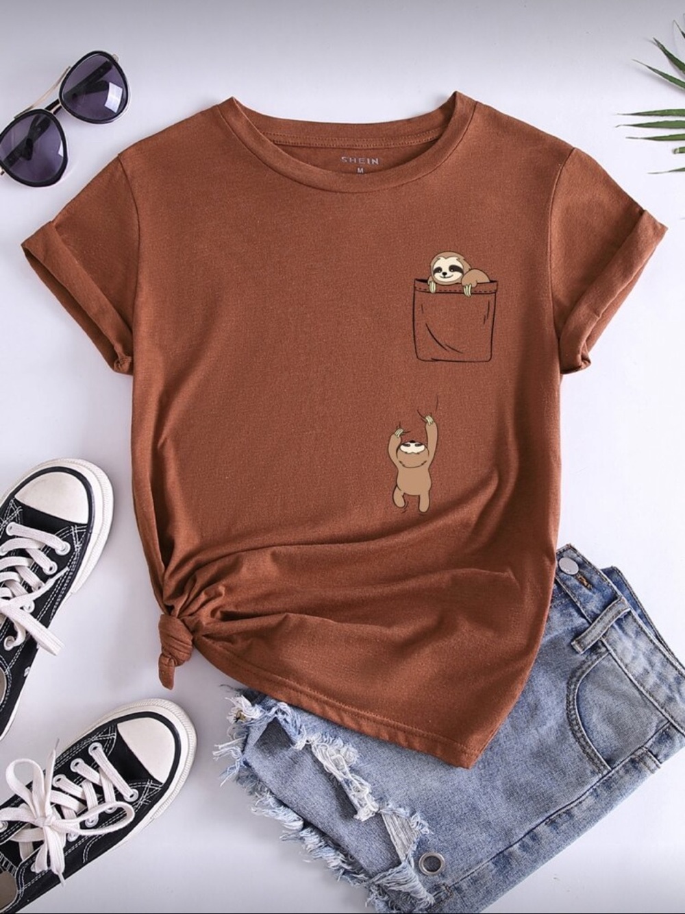 SHEIN sloth Crewneck Tee